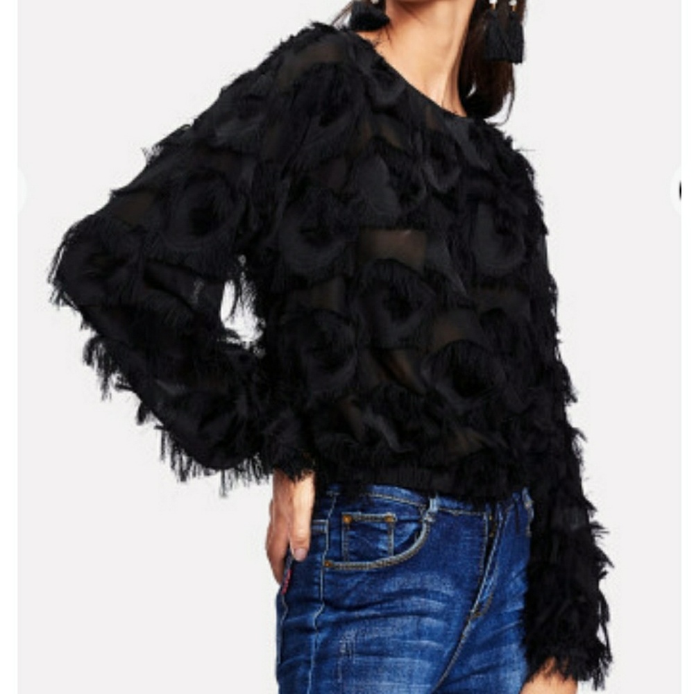 LAST ONE! Fabulous Eyelash Fringe Top - Picture 2 of 7